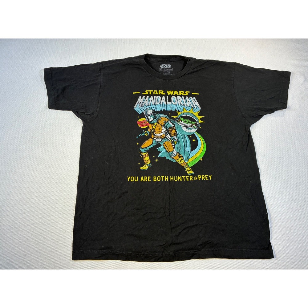 Star Wars The Mandalorian Hunter & Prey‎ Graphic T-Shirt Mens XL Black Fifth Sun